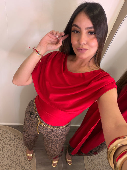 Scarlet Drama Cape Red Top