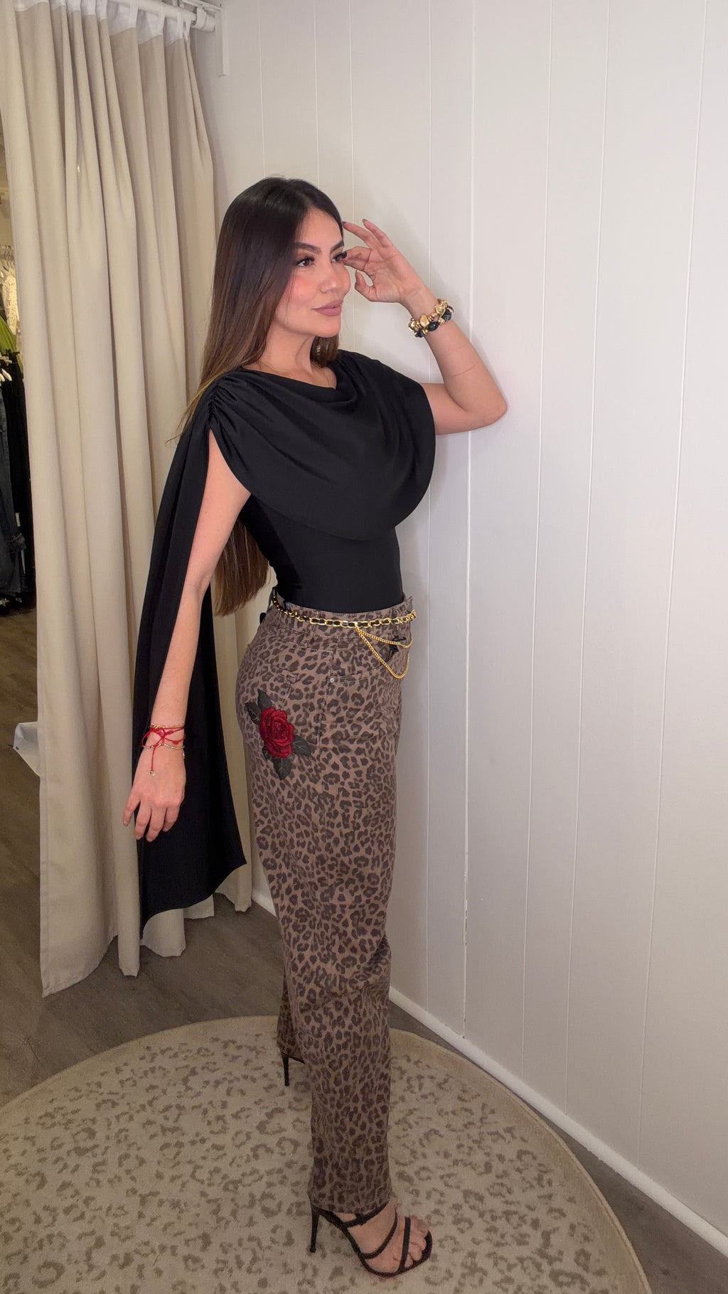 Scarlet Drama Cape Black Top