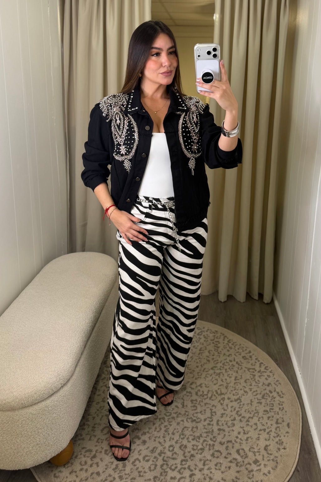 Runway Zebra Denim Barrel Pants
