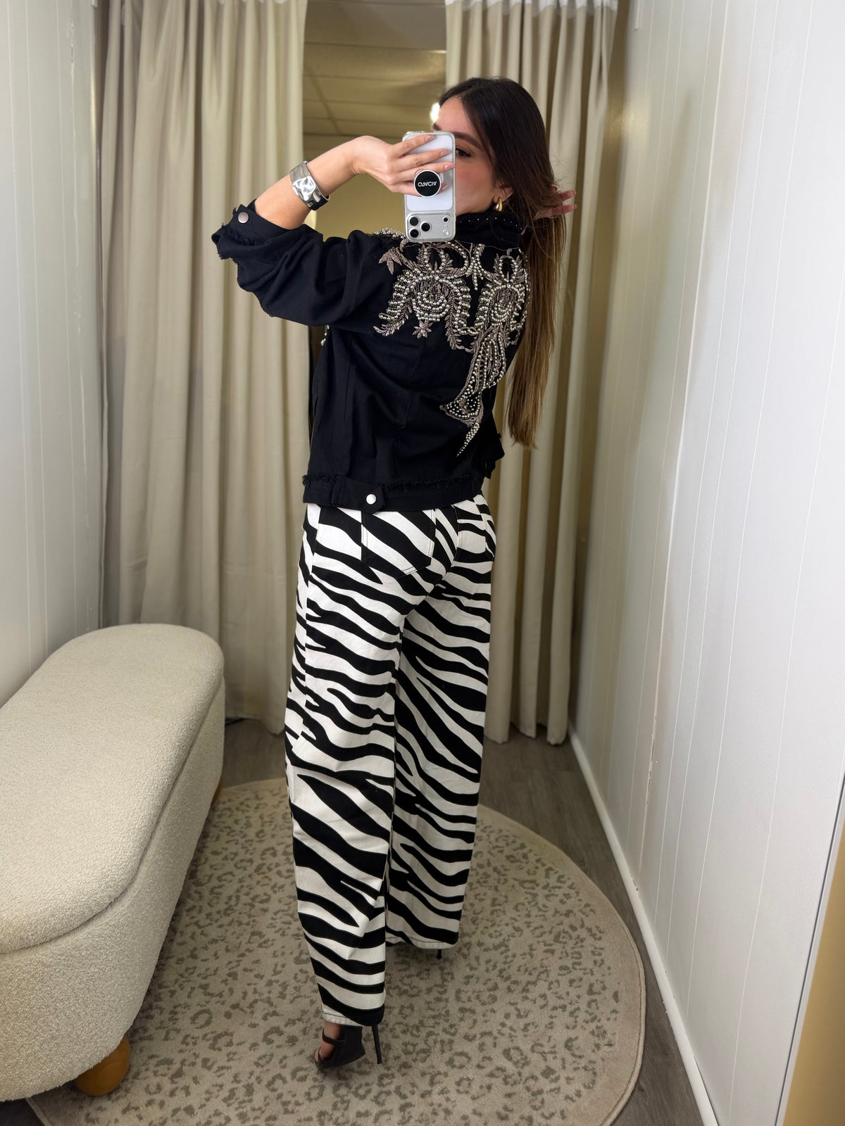 Runway Zebra Denim Barrel Pants
