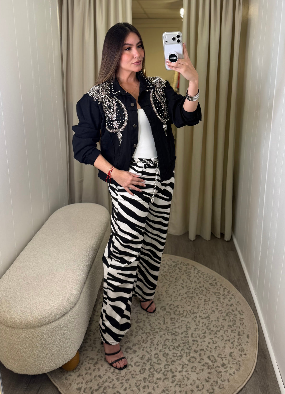 Runway Zebra Denim Barrel Pants