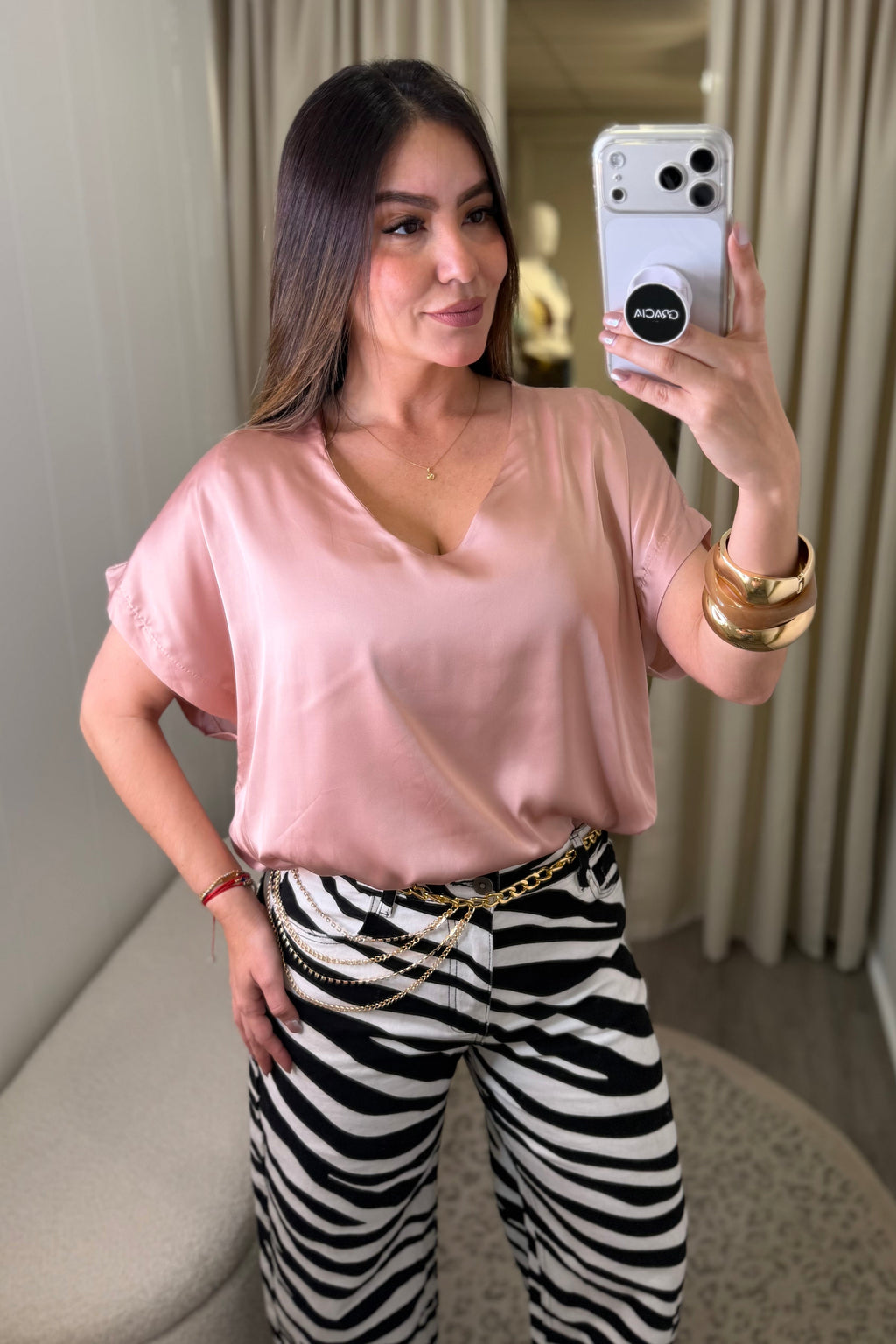 Silky Statement Rose Top