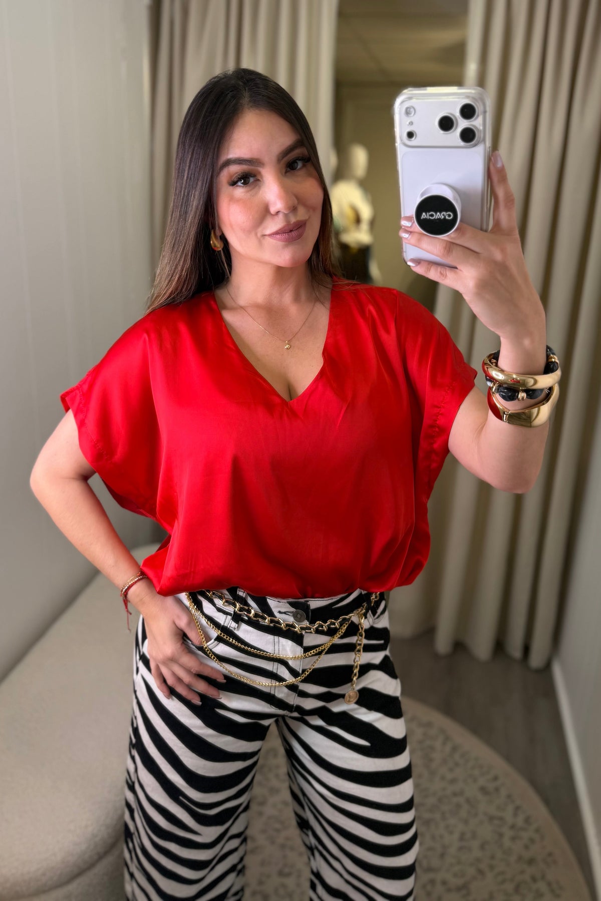 Silky Statement Red Top