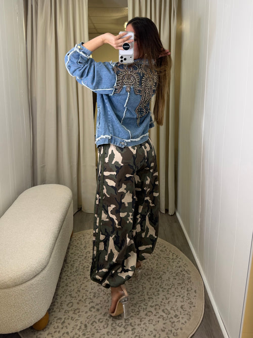 Glam Camo Green Balloon Pants