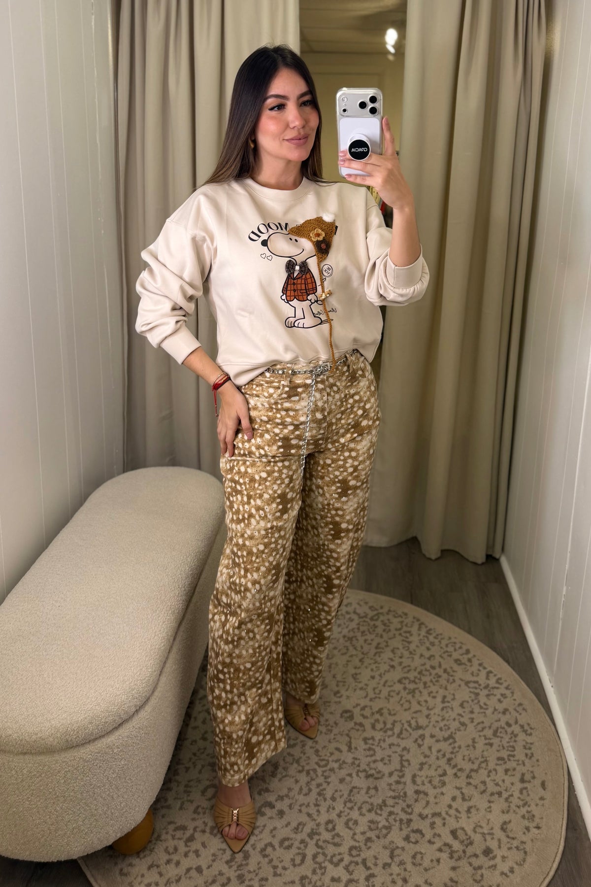 Fawn Sparkles Mocha Barrel Pant