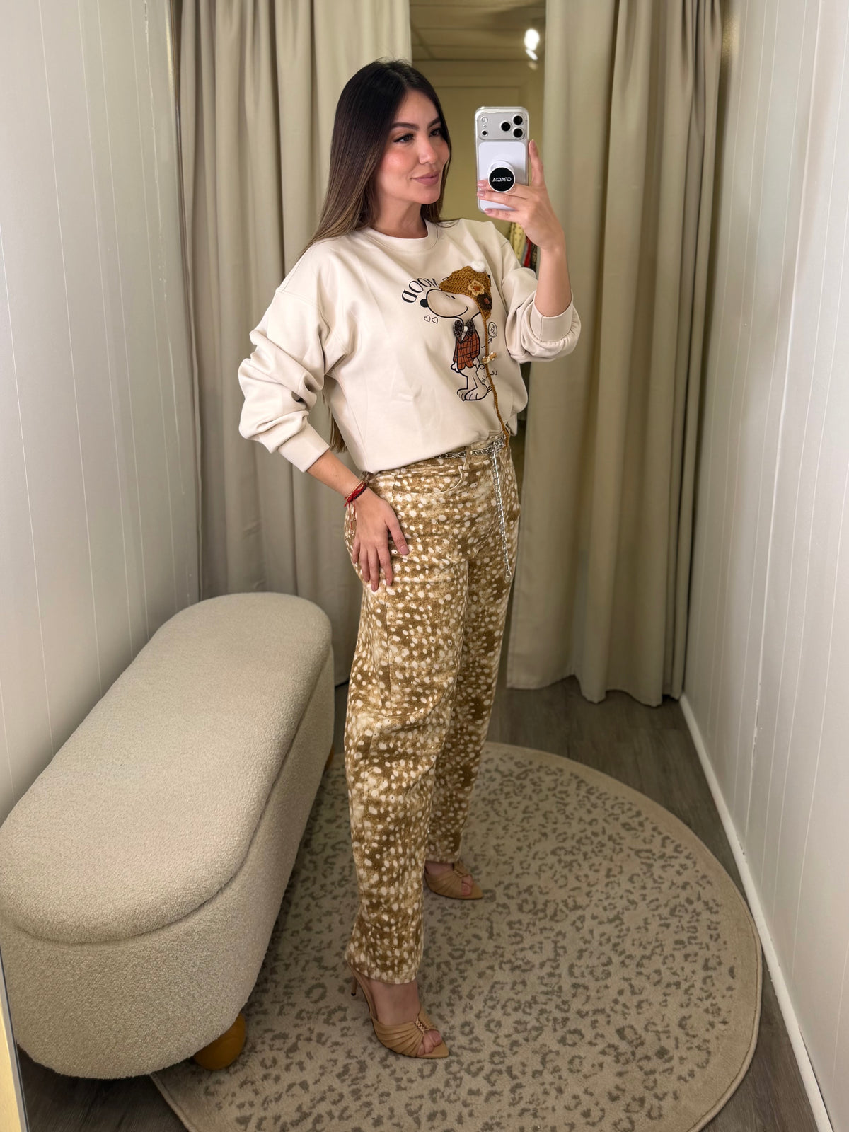 Fawn Sparkles Mocha Barrel Pant