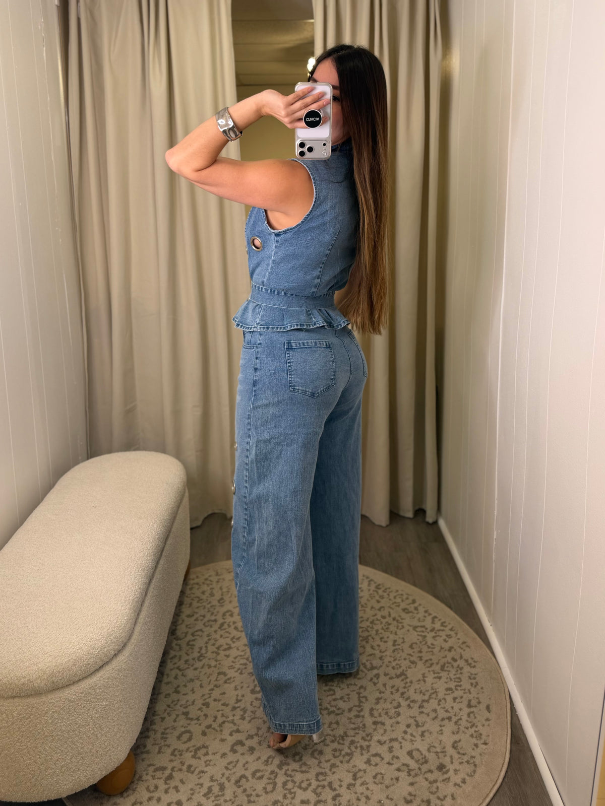 Eyelet Luxe Denim Pant Set