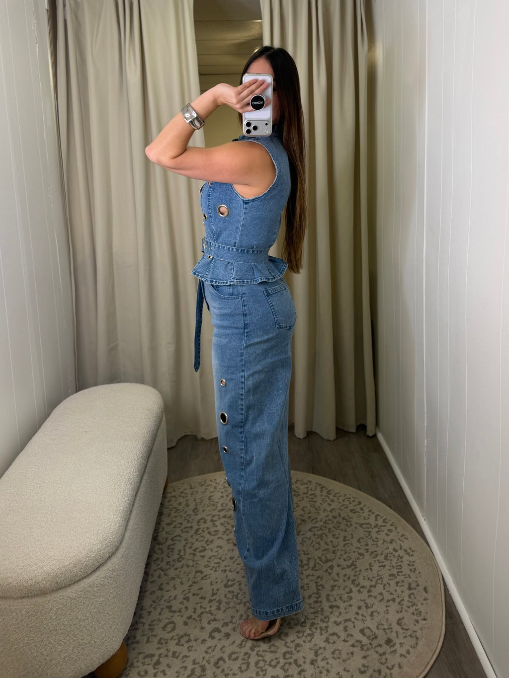 Eyelet Luxe Denim Pant Set
