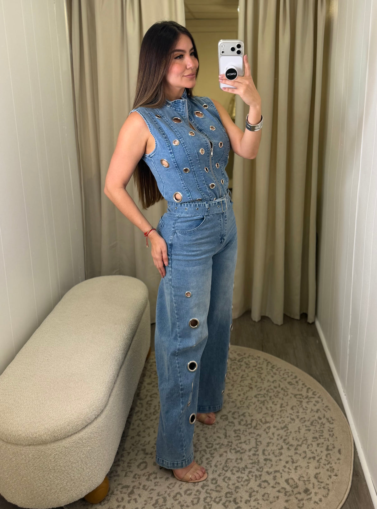 Eyelet Luxe Denim Pant Set