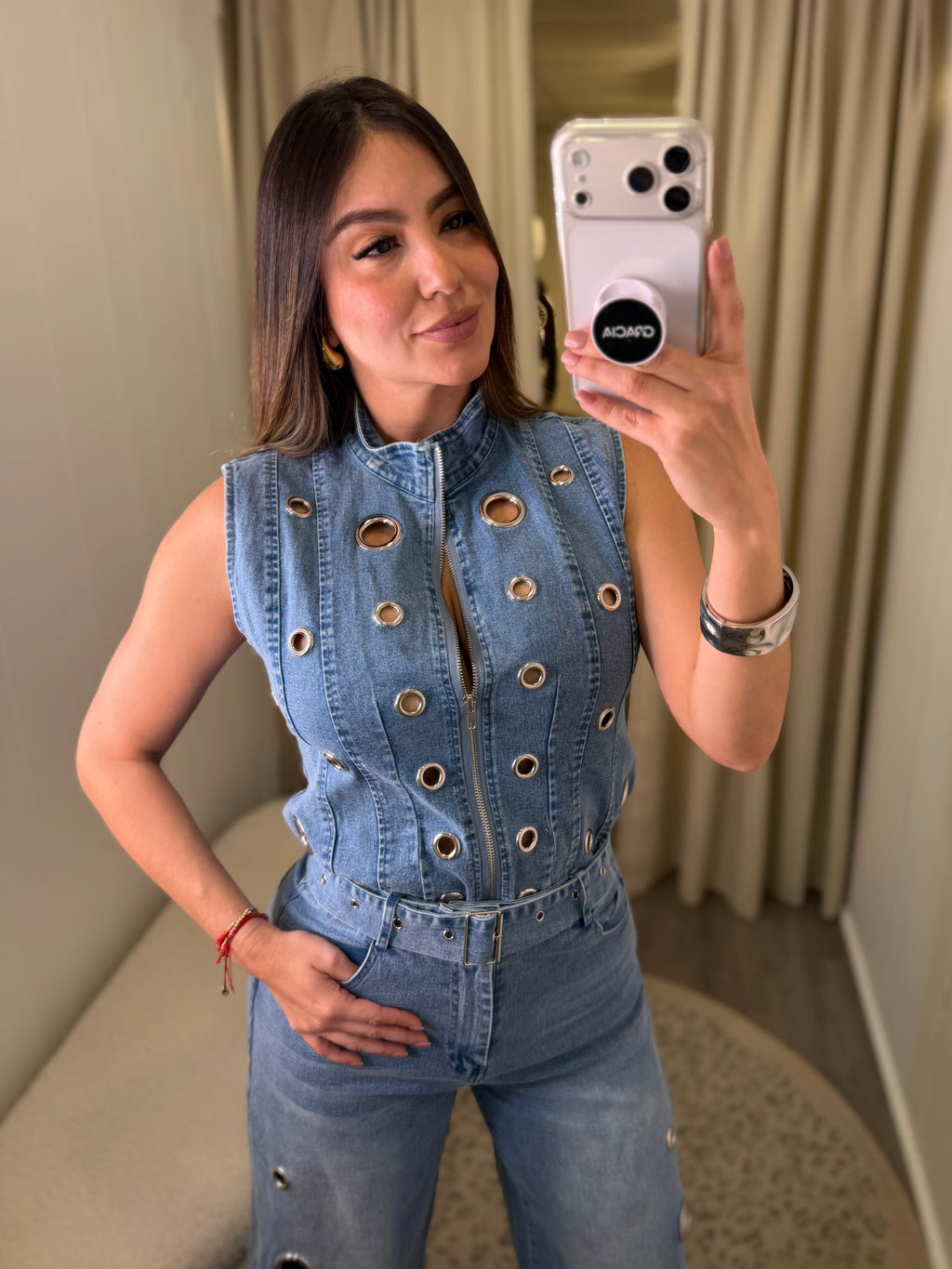 Eyelet Luxe Denim Pant Set