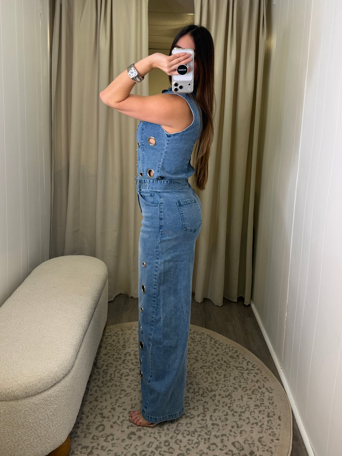Eyelet Luxe Denim Pant Set