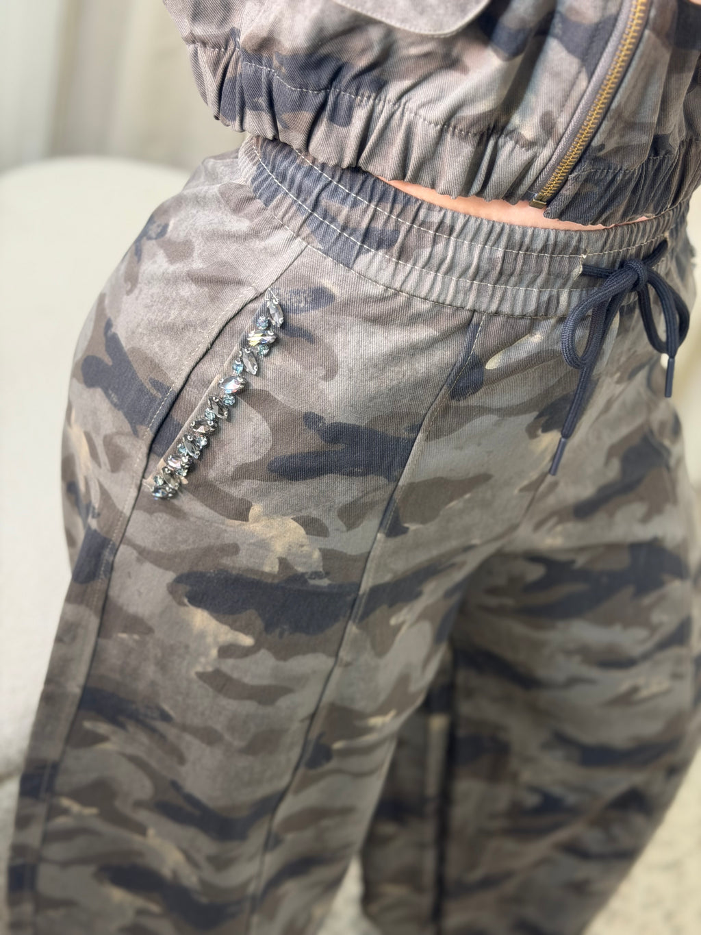 Dark Diva Camo Print Pant Set