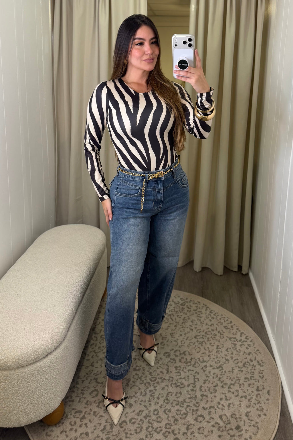 Slouchy Buckle Blue Denim Pants