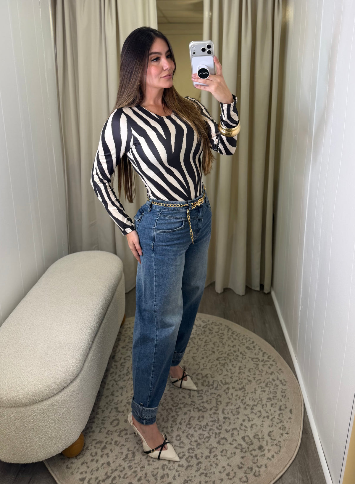 Slouchy Buckle Blue Denim Pants