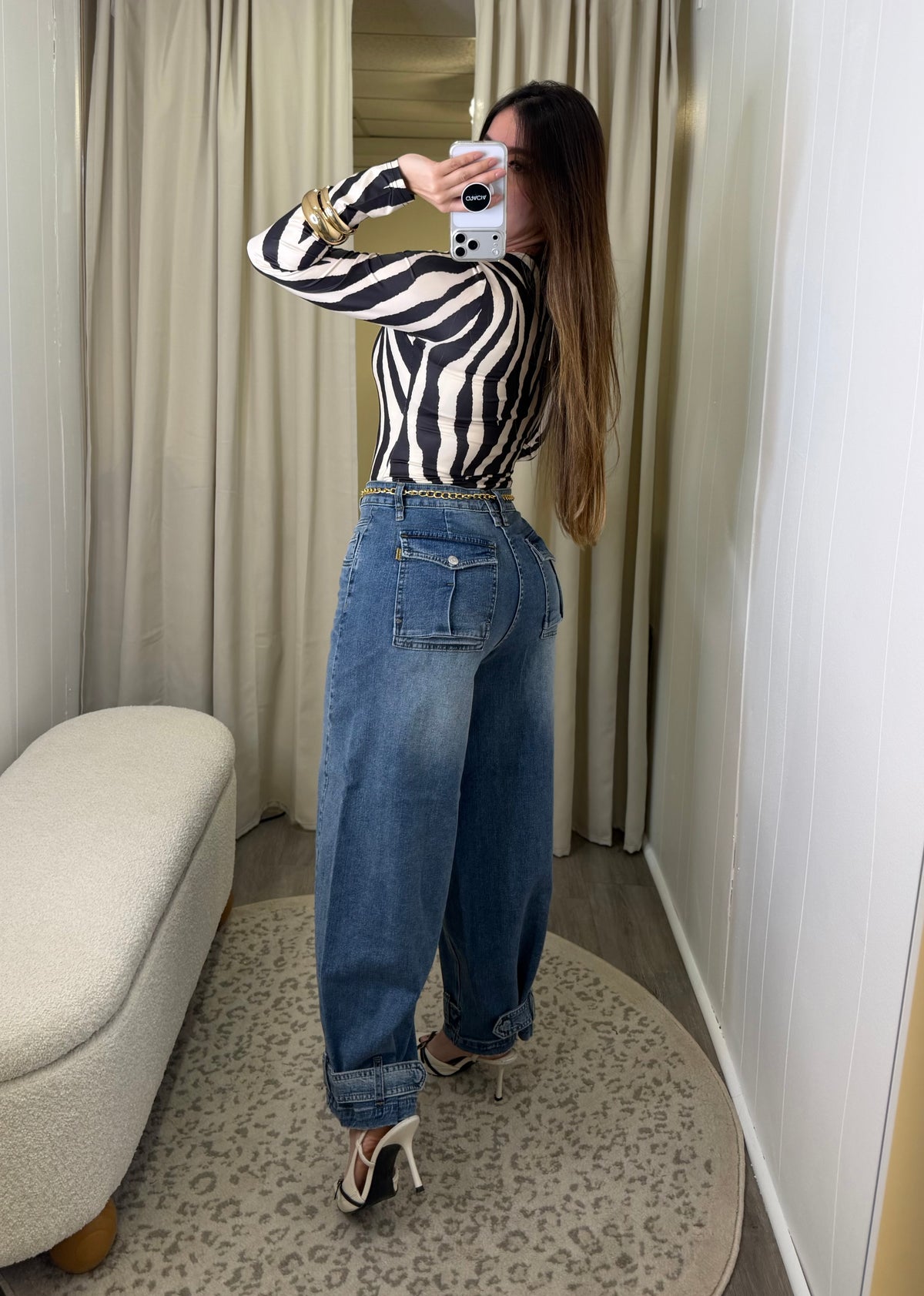 Slouchy Buckle Blue Denim Pants