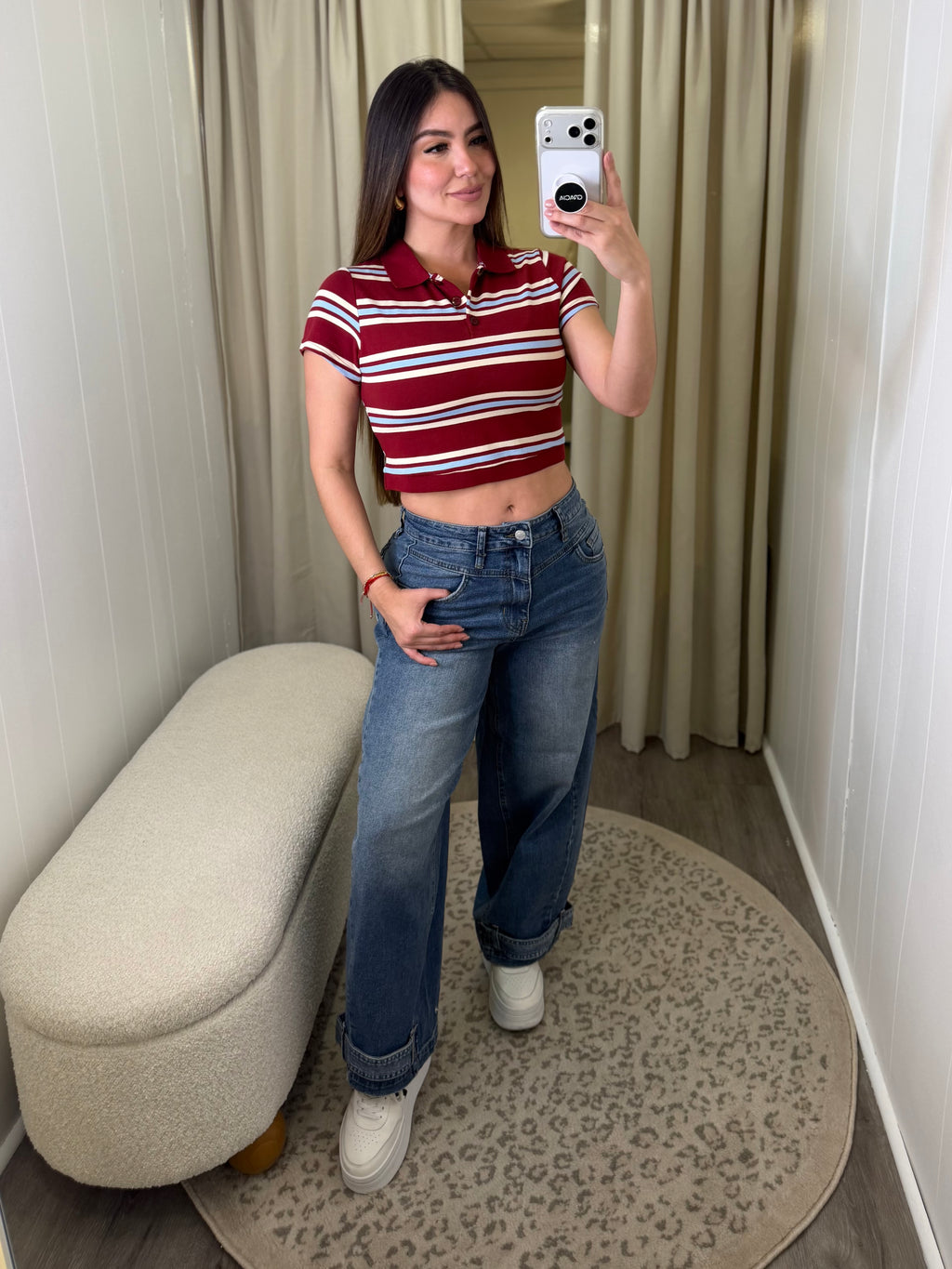 Sweet Stripes Red Wine Top
