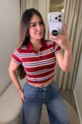 Sweet Stripes Red Wine Top