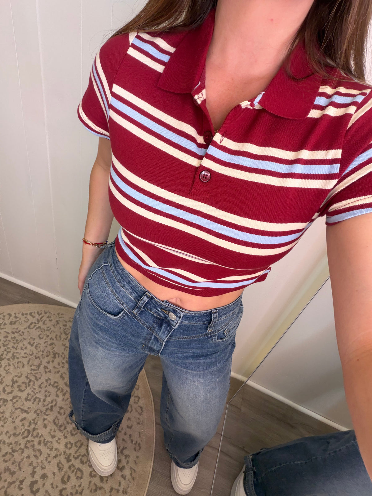 Sweet Stripes Red Wine Top