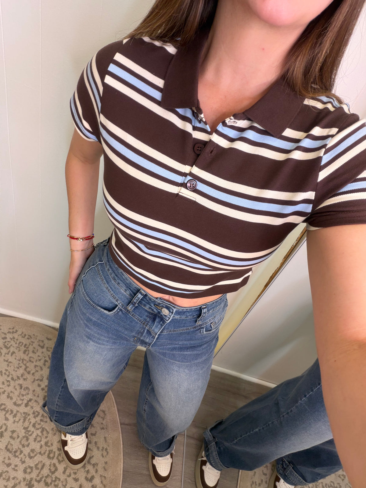 Sweet Stripes Brown Top