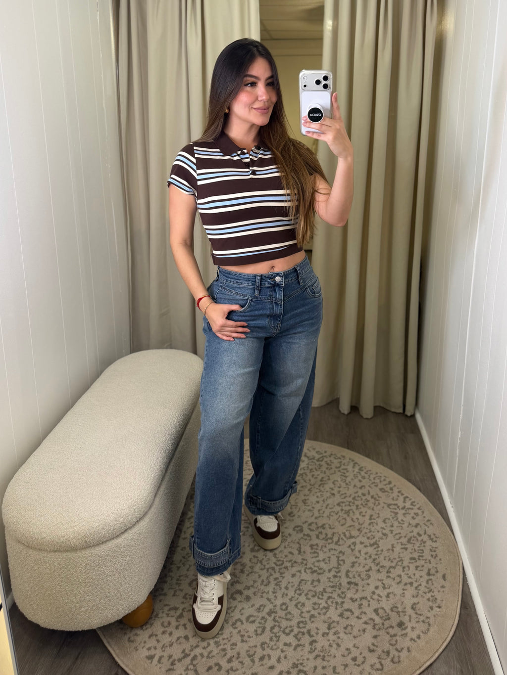 Sweet Stripes Brown Top