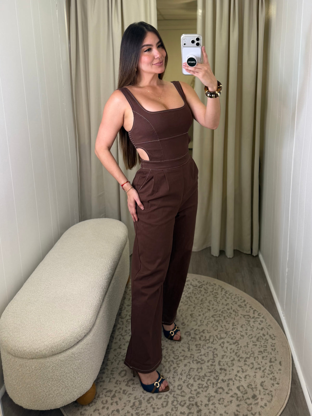 Divine Desire Brown Denim Jumpsuit