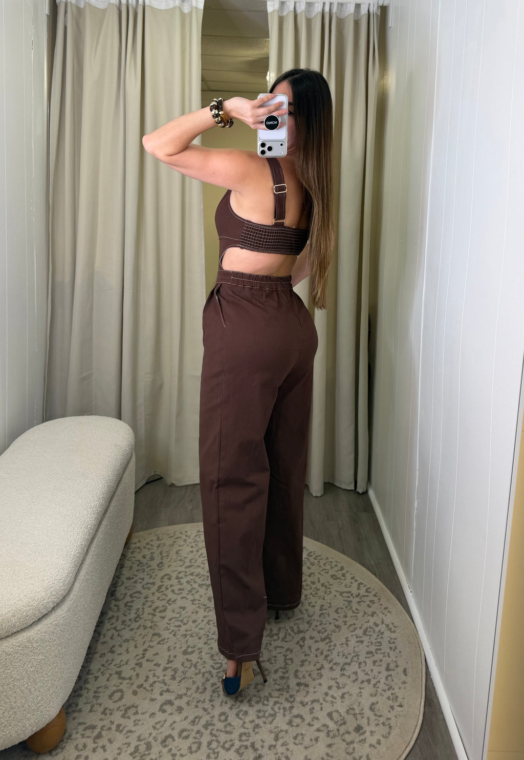 Divine Desire Brown Denim Jumpsuit