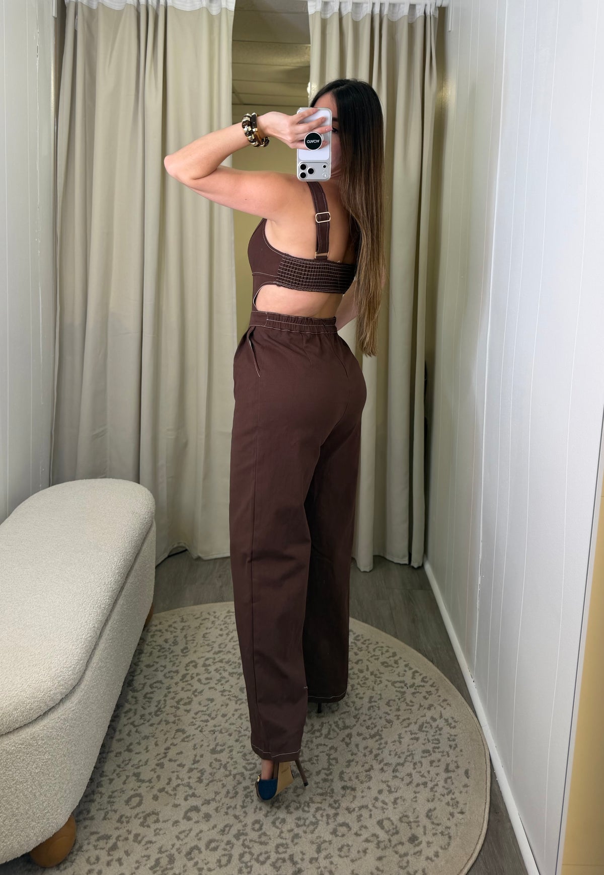 Divine Desire Brown Denim Jumpsuit