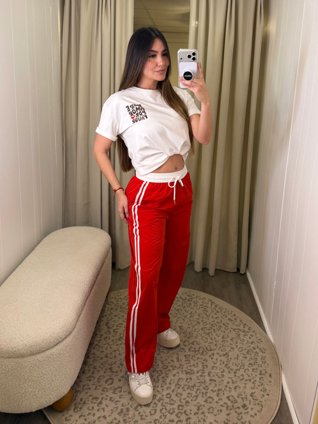 Sporty Chic Red Pants
