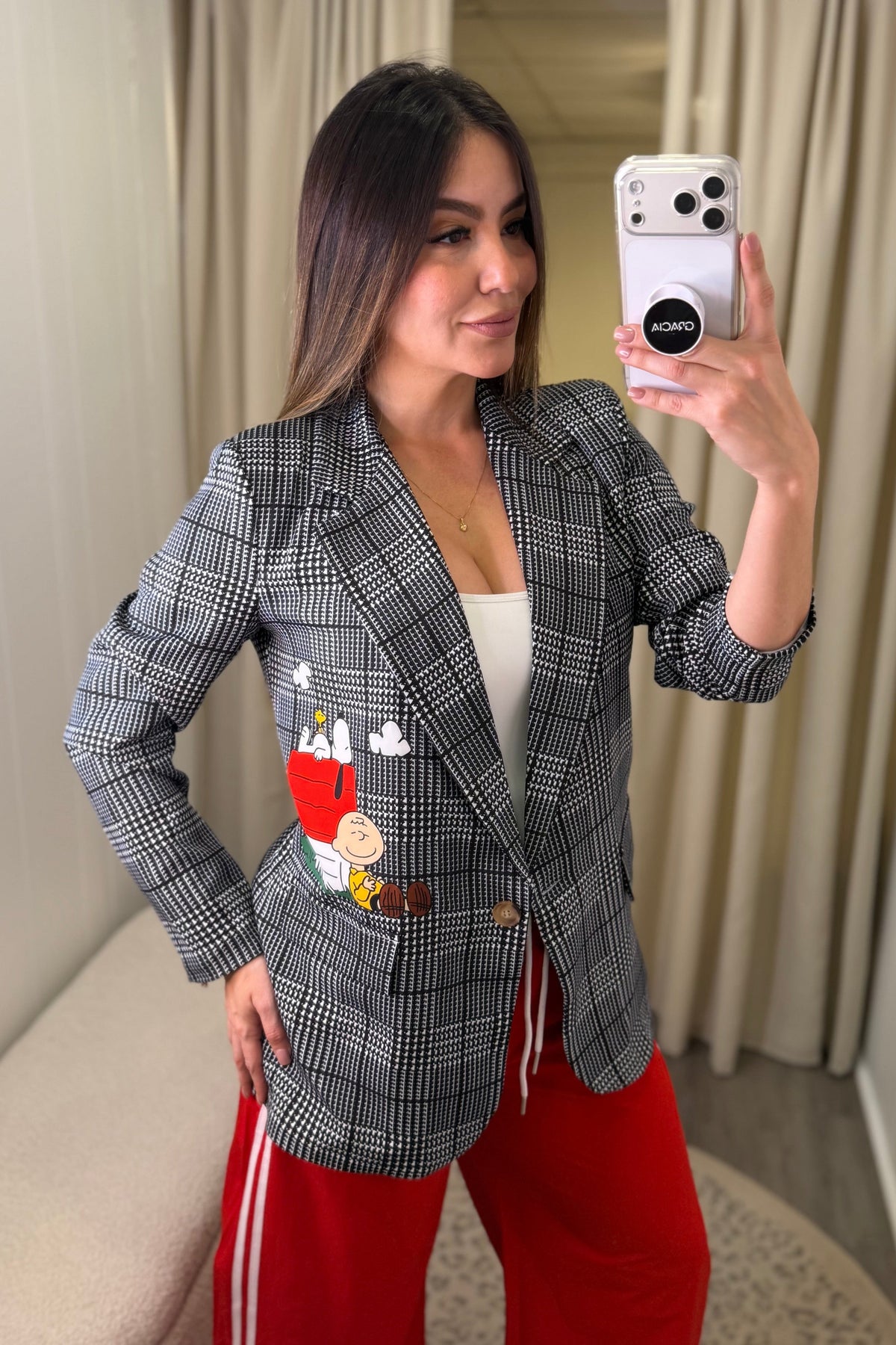 Plaid Couture Graphic Blazer