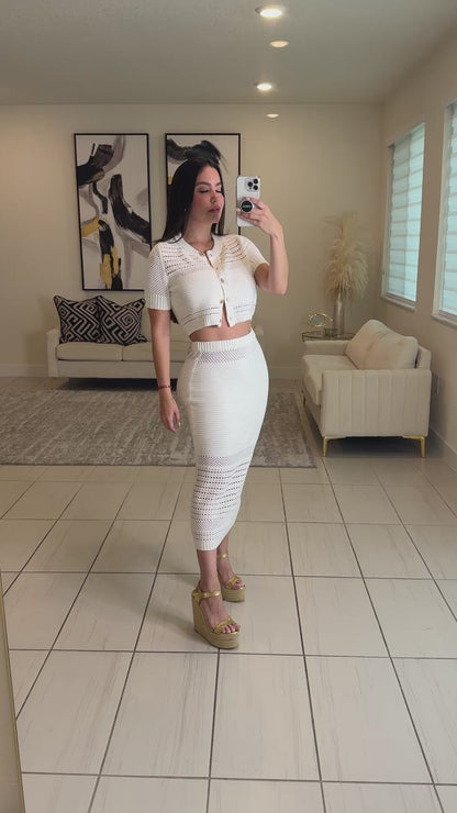Feelings Growing Stronger Knit White Skirt Set