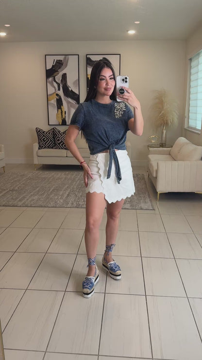 Silver Glamour Dark Blue Top
