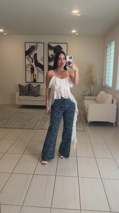 Floral Directive Denim Pants