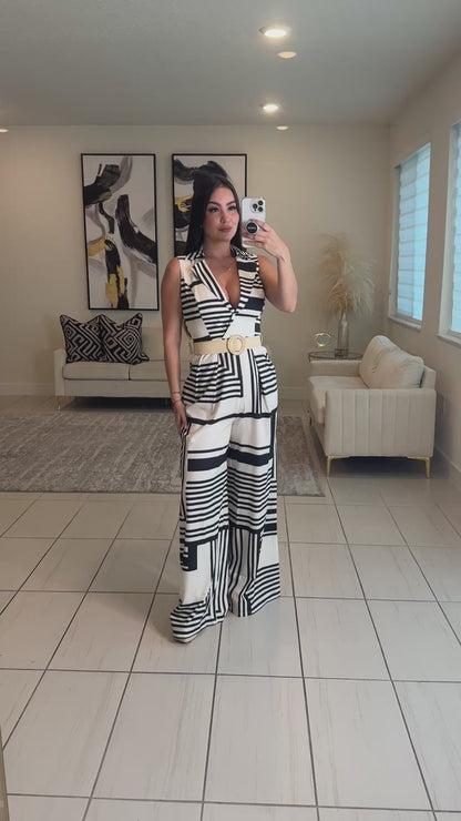 Sunset Strokes Beige Jumpsuit
