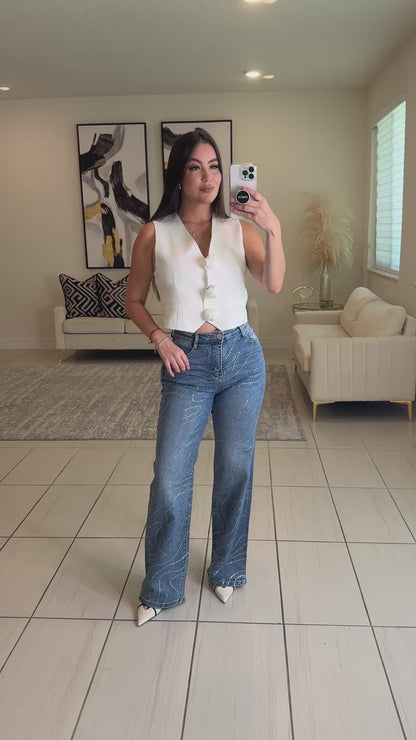 Brightness Lines Denim Pants