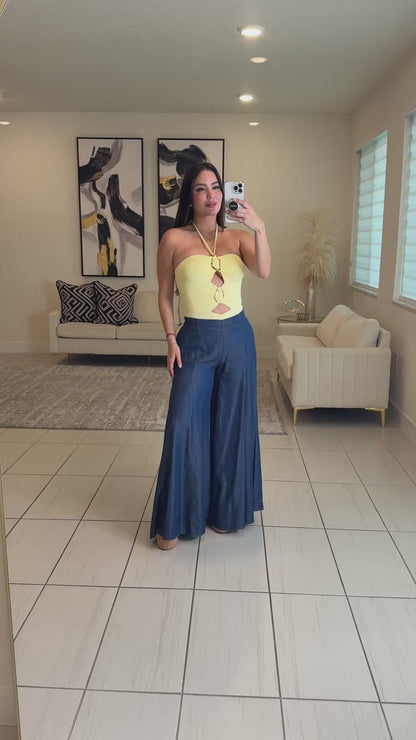 Edit Soft Denim Palazzo Pants