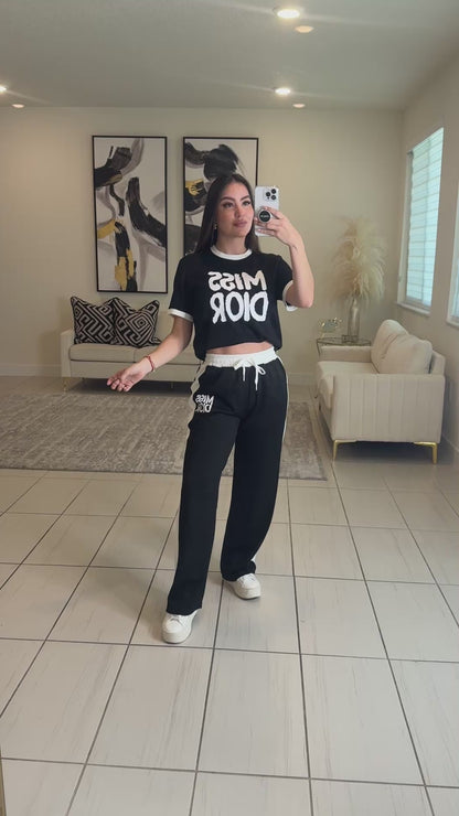 Timeless Stripe Black Pant Set