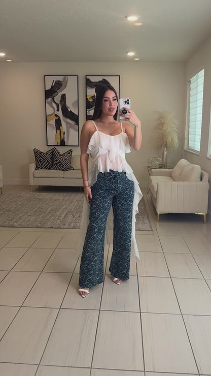 Floral Directive Denim Pants