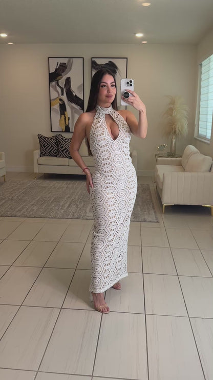 Muse Crochet White Maxi Dress